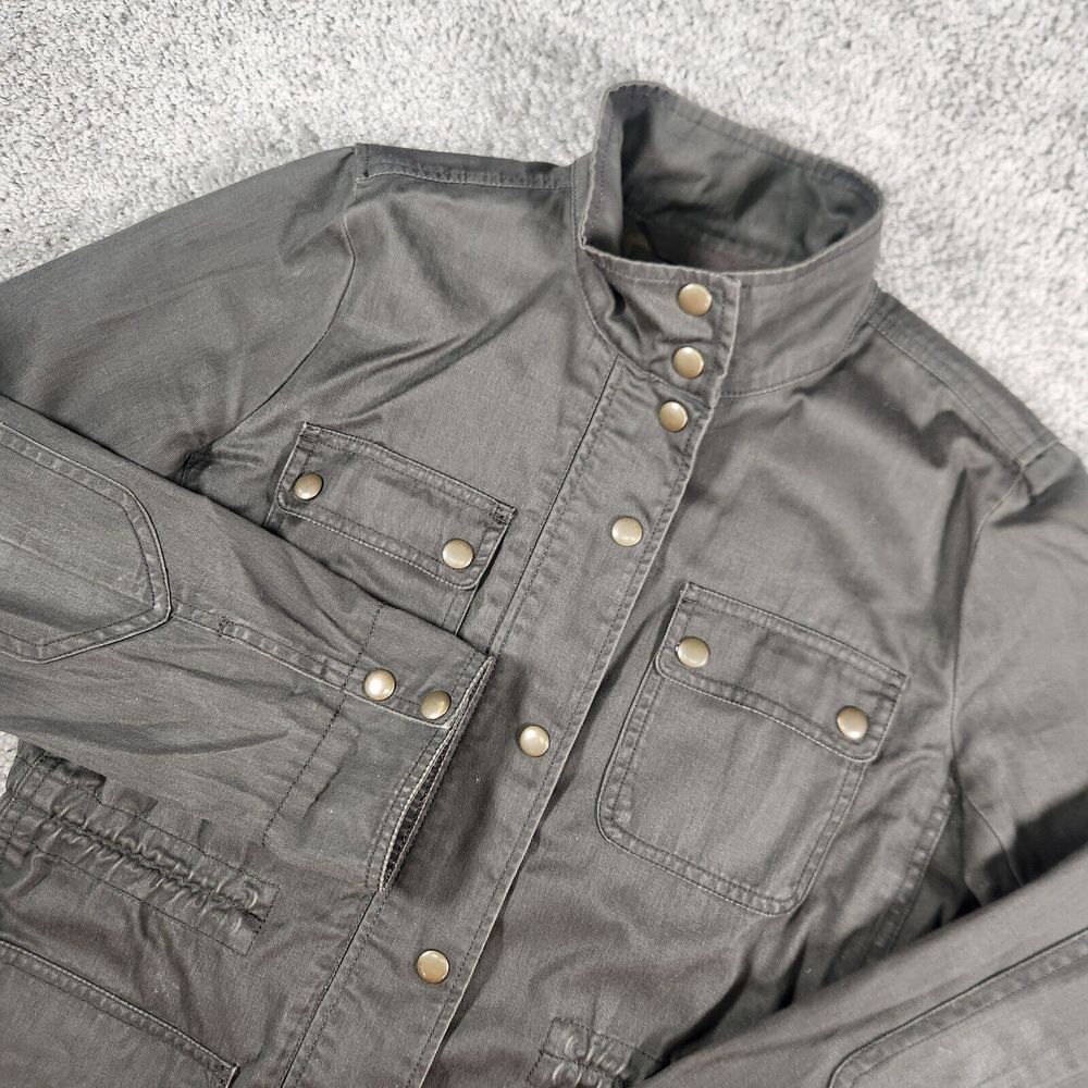 J Crew Downtown Field Jacket Womens XS Ecru Green Military Pockets Utility